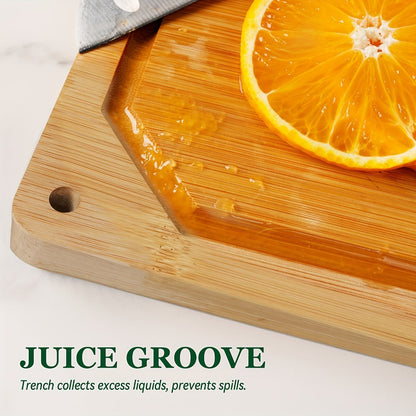 Cutting Board with Juice Groove, Chopping Board & Cheese Platter for Meat, Cheese, Bread, Vegetables & Fruits