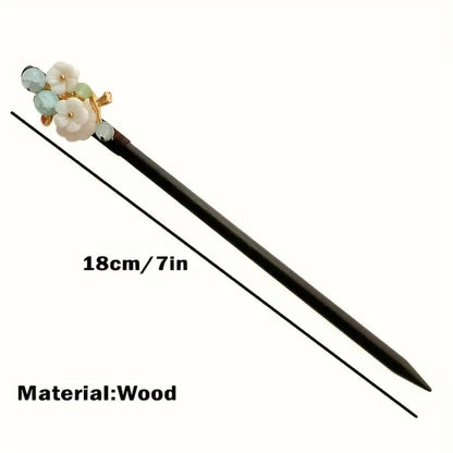 Hair Accessories Five-Piece Wooden Flower Hairpin Set in Mixed Finishes for Buns and Updos