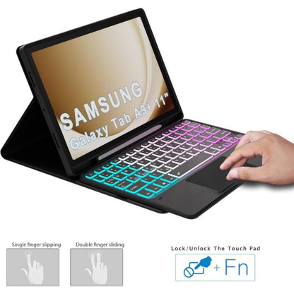 Black or Pink Backlit Touchpad Keyboard Folio for Samsung Galaxy Tab A9+ 11-Inch with Detachable Design