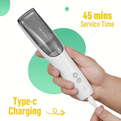 Electric Hair Clipper with Automatic Suction & USB Rechargeable — Mess-Free Self-Cutting Cordless Trimmer, Portable Vacuum Hair Catcher, Professional Home Haircut Kit for Men & Women