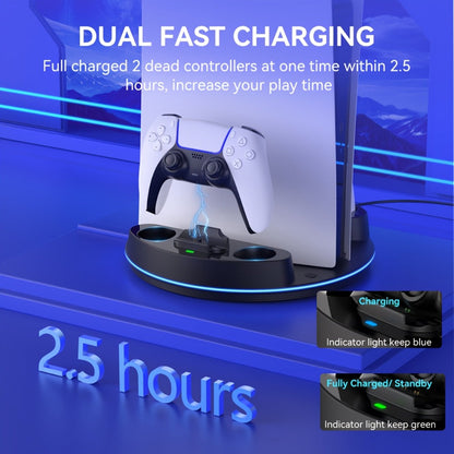 PS5 Charging Station with RGB Light Stand for PS5 Slim PS5 Pro - Fast Dual Controller Charger Compatible with All PlayStation 5 Console Models