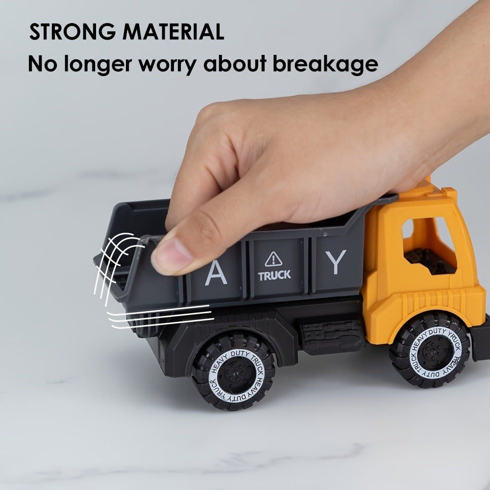 Construction Vehicle Toy Set for Kids – 4PCS Large Shatterproof Excavator, Mixer, Dump Truck & Bulldozer Engineering Cars, Push & Pull-Back Toy Trucks for Toddlers Ages 2+, Birthday Gift for Boys