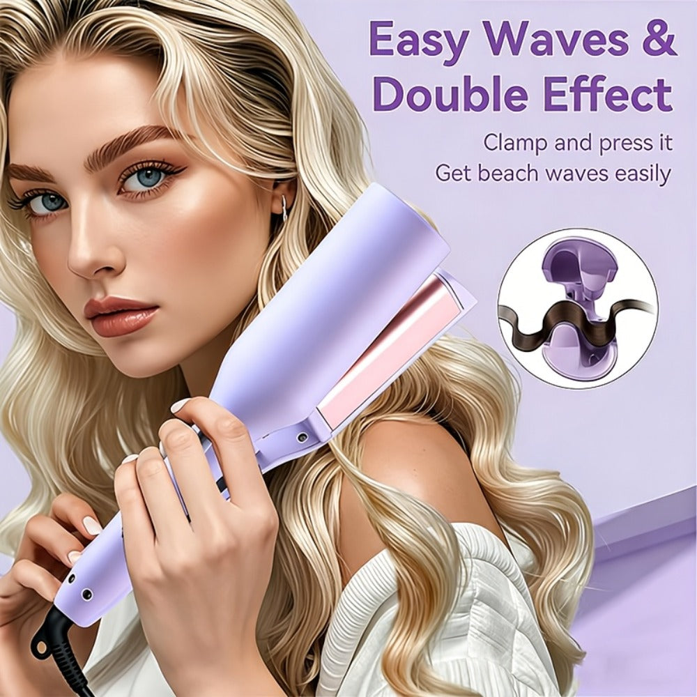 32mm Professional Curling Iron for Waves & Deep Curls with Anti-Scald Safe Temp Control — Long-Lasting Salon Curl Iron for Women, Hair Enthusiasts & Stylists, Gift for Her, Purple