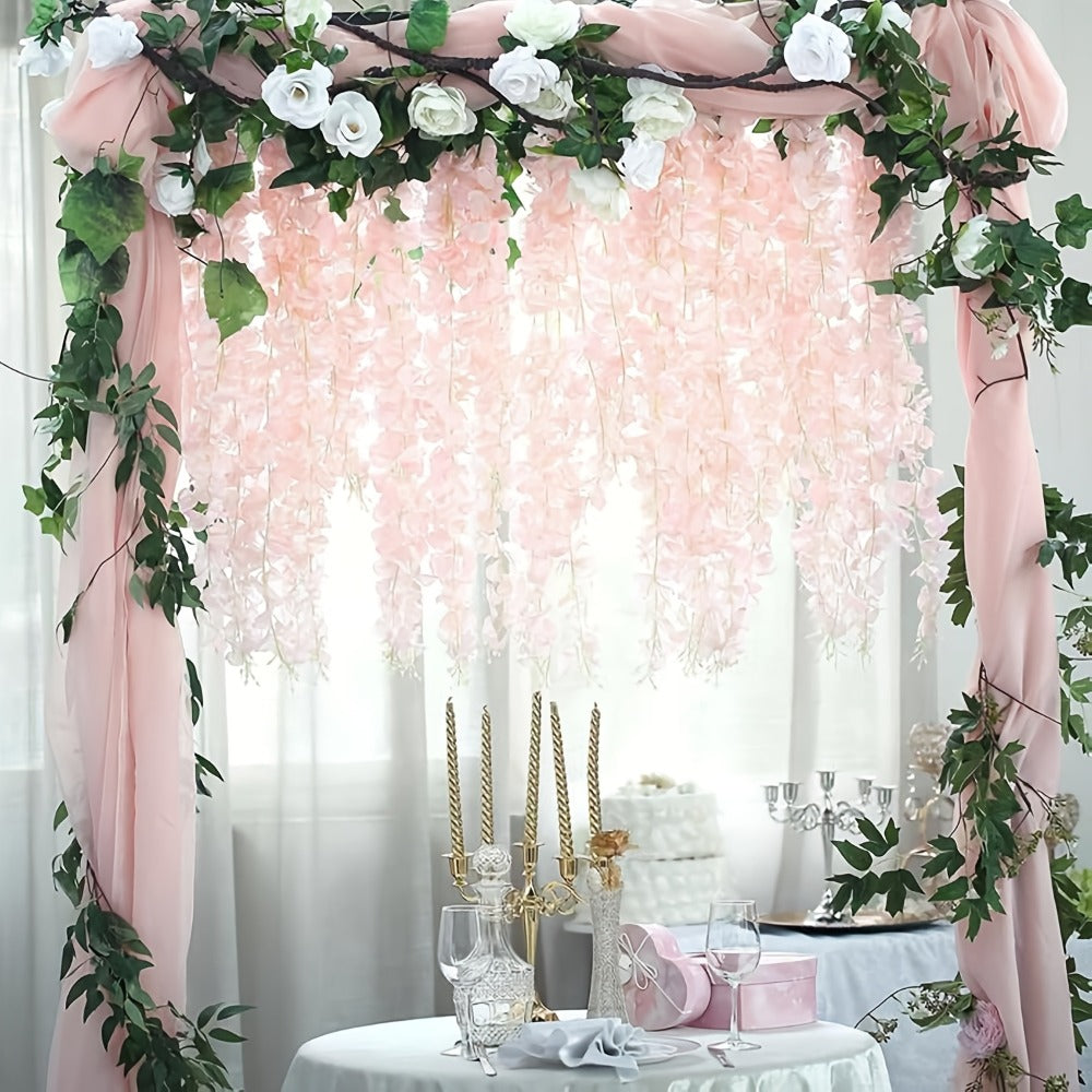 Artificial Flowers 24-Pack Wisteria Vine Garland with 3.6FT Silk Strands in Five Color Options
