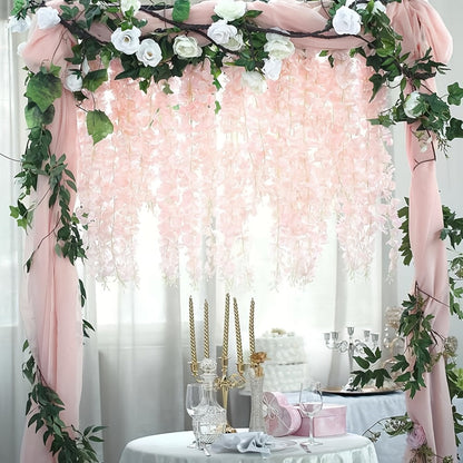 Artificial Flowers 24-Pack Wisteria Vine Garland with 3.6FT Silk Strands in Five Color Options