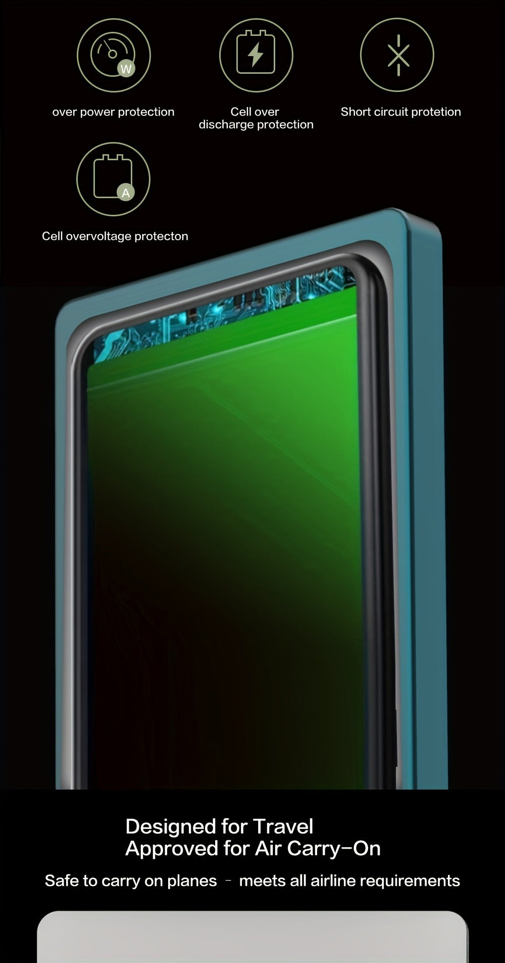 10000mAh Thin Magnetic Power Bank with 35W USB-C and 30W USB-A Port Markings in Four Colors