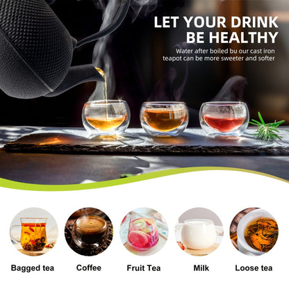 Cast Iron Teapot with Stainless Steel Infuser 60 oz – Japanese Style Tea Kettle for Camping & Home Brewing