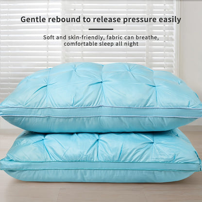 Bed Pillow Set of 2 with Quilted Woven Covers, Zippered Loft Access and Five Color Options