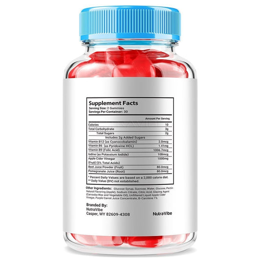 Energy & Wellness Gummies with Vitamin B12, B6, B9, Apple Cider Vinegar & Beet Juice – Natural Daily Supplement for Women & Men, 60 Count | BoostTRT by Nutravibe