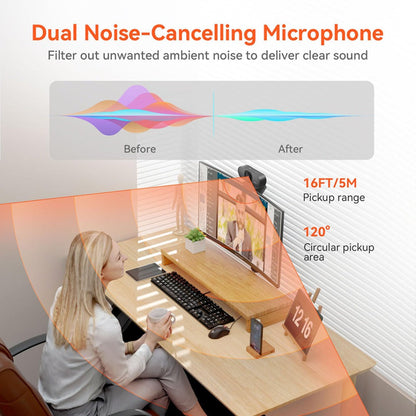 4K Webcam AI Auto Framing True Autofocus with Dual Noise Canceling Mics & 90° FOV – NUROUM V11/V15/V32 Plug and Play USB Camera for Zoom Meetings, Gaming & Home Office, 1080P/2K/4K