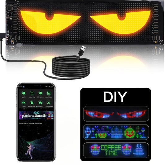 RGB LED Pixel Display Wall Art App Control USB Powered - Colorful Programmable Flexible Soft Screen Custom Text & Patterns for Game Room Streaming Setup Store Sign Car Window Dimmable Decoration 32x16 64x16