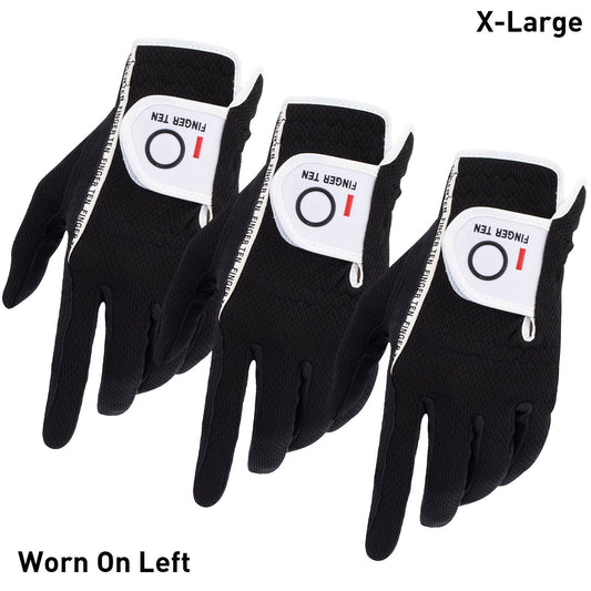 Wet Weather Golf Gloves Rain Grip 3-Pack for Men | Breathable Water-Resistant Golf Gloves for Left & Right Hand – Durable Comfortable Fit in Hot & Wet Conditions (Black, Gray, White | S–3XL)