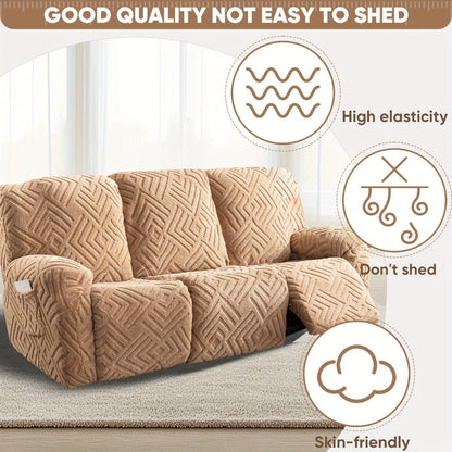 Stretch 3 Seat Sofa Slipcover Elastic Spandex Couch Cover with Pocket Anti-Slip Jacquard Knit Washable Solid Color Sofa Protector for Living Room Office Pet Friendly