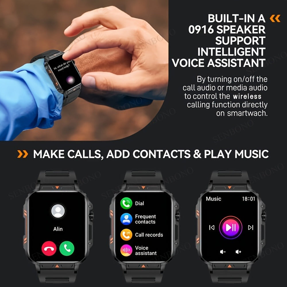 Smartwatch for Men SENBONO L81B 1.95 Inch with Calling, 100+ Sport Modes and 340mAh Battery