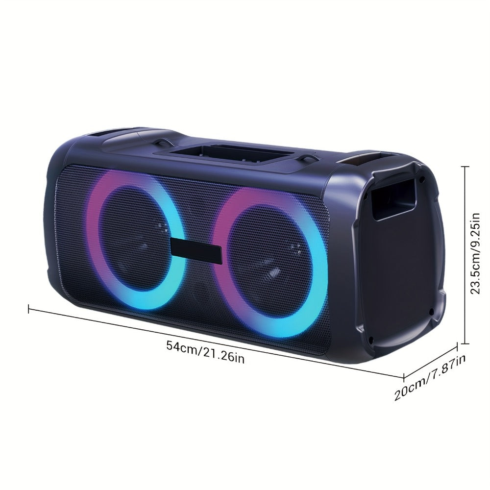 Portable Bluetooth Speaker Large Party Model with Dual 6.5-Inch Woofers, TWS, LED Rings and 5-Hour Battery