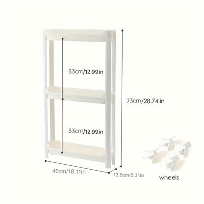Behind Door Storage Rack, Multi-Layer Slim Organizer for Bathroom & Kitchen, Space Saving Over Door Shelf, Narrow Cabinet Rack with Fixed Hook, Plastic Stackable Storage