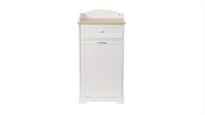 Storage Cabinet 12-Gallon Tilt-Out Trash Bin Enclosure with Top Drawer and Two Color Options