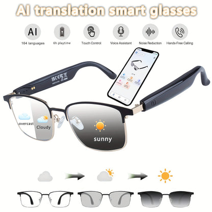 Smart Glasses 160-Language Translation Eyewear with Open-Ear Audio and 19 Photochromic Frame Options