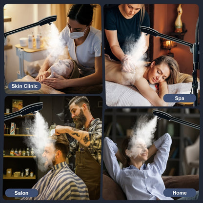 Facial Steamer with Ozone & 3X Magnifying Lamp — 2-in-1 Professional Wheeled Spa Steamer, Timer Preset, Home Face Sauna, Deep Pore Cleansing Skin Care Beauty Device for Women