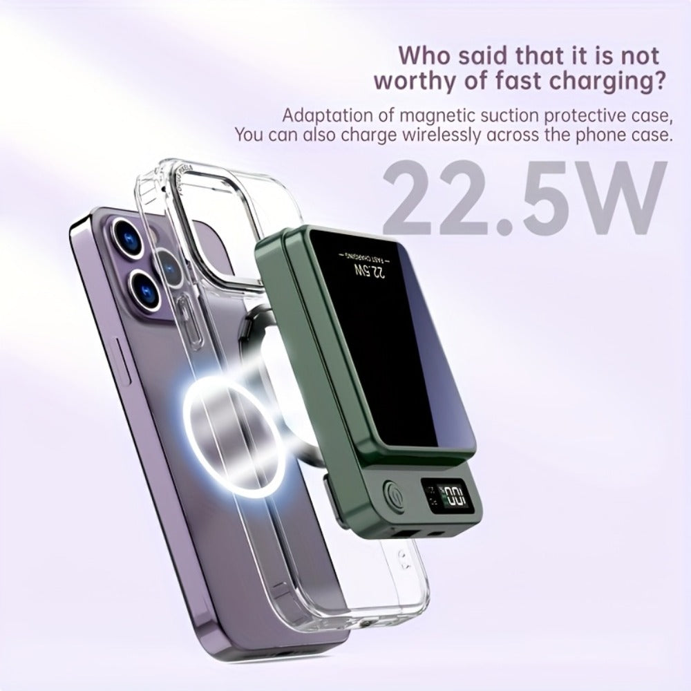 10000mAh Slim Magnetic Power Bank with 22.5W Marking, USB-C Connection and Two Color Options