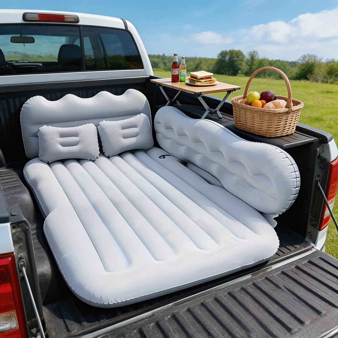 Inflatable Car Bed Plush Folding Design with Storage Bag & Tool Kit Soft Skin-Friendly Comfortable Outdoor Car Air Mattress for Camping Travel Road Trip, Multiple Colors