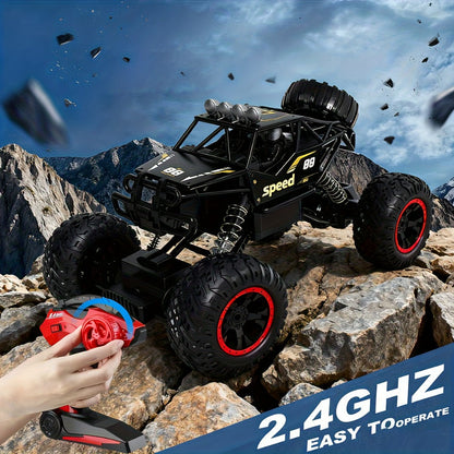 Remote Control Car, 4WD Off-Road Truck with 2.4GHz Control, USB Rechargeable Battery and Black or Red Color Options