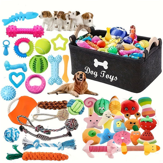 Dog Toys 6 or 12-Piece Interactive Assorted Set with Rope Knots, Squeaker Balls and Chew Toys for All Breeds