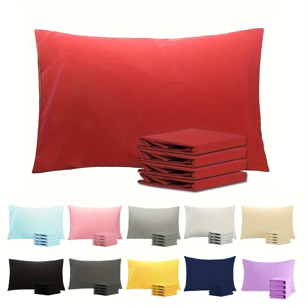 Microfiber Pillowcases Set of 4 – Soft Brushed 90GSM Wrinkle-Resistant Envelope Closure Pillow Covers, Queen & King Size, Multiple Colors, Breathable Polyester Pillow Cases for Bedroom Hotel