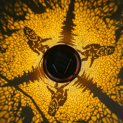 Solar Outdoor Lights Bigfoot Metal Hanging Lantern with IP65 Rating and Warm Pattern Projection