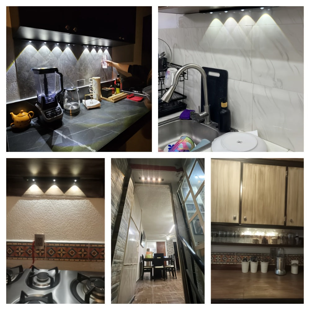 Rechargeable Motion Sensor Cabinet Lights with Dimming and Three Modes in Four Size, Color and Pack Options