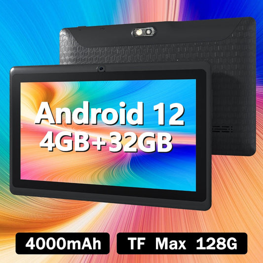 Android Tablet 7-Inch with Android 12, 4GB RAM, 32GB Internal Storage, Dual Cameras and 4000mAh Battery