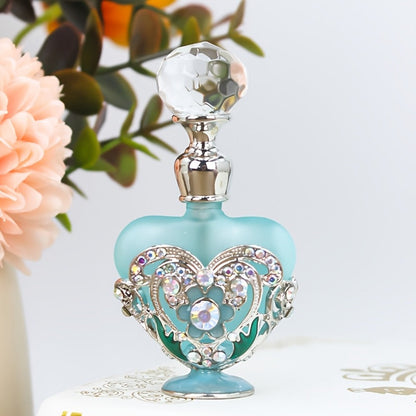 Refillable 10 ml Decorative Glass Perfume Bottles with Floral Inlay and Eight Color or Shape Options