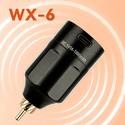 WX-6 Rechargeable Tattoo Power Supply with LED Display and Four RCA or DC Color Configurations
