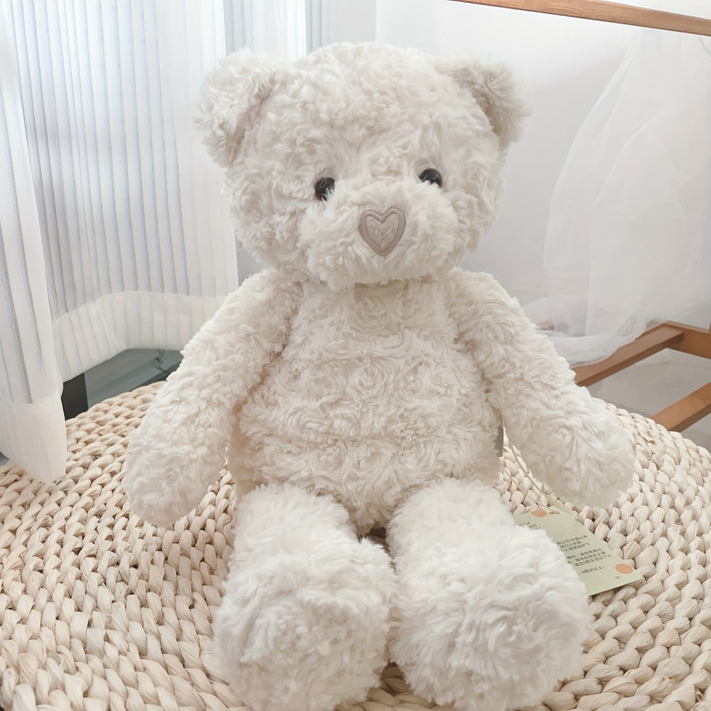 Stuffed Animal White Teddy Bear with Loving Heart Detail, Kawaii Theme and One Source Style