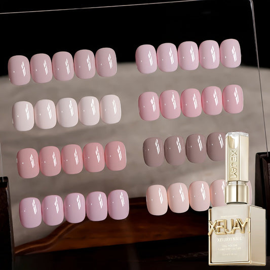 Gel Nail Polish – Set 8 Colors Semi-Permanent Soak-Off LED Cure Long-Lasting Manicure Kit - 0.51oz Each Bottle Gentle Pink Shades…