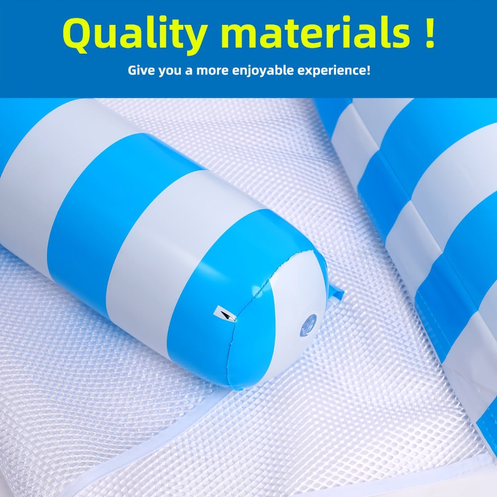 Striped Inflatable Pool Float Hammock Set with Mesh Center and Three-, Eight- or Five-Color Pack Options