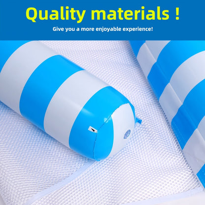 Striped Inflatable Pool Float Hammock Set with Mesh Center and Three-, Eight- or Five-Color Pack Options