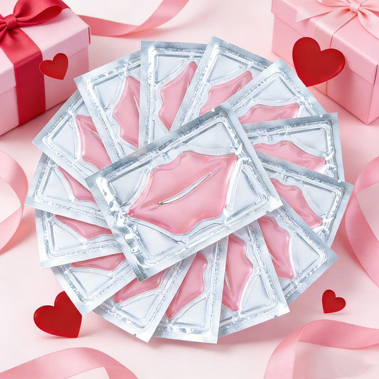 Lip Mask 50 Pcs Crystal Pink Hydrating Patches – Deep Moisturizing Lip Treatment for Dry Dull Lips, Plumping Lip Care Gift Set for Women Mothers Bulk Party Favor