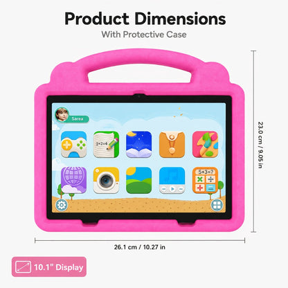 Kids Tablet 10.1 Inch with Android 15, 3GB RAM, 64GB Storage, 1TB Expansion, WiFi 6 and Case