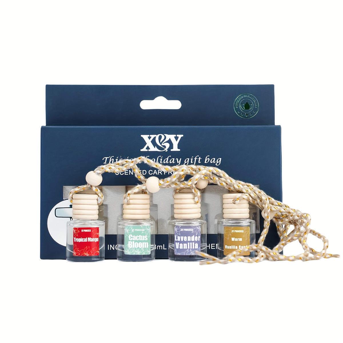 Car Air Freshener 4-Bottle Gift Set – Hanging Diffuser with 60-Day Lasting Fragrance, Multiple Scent Styles for Car Interior, Perfect Holiday Gift for Friends & Family