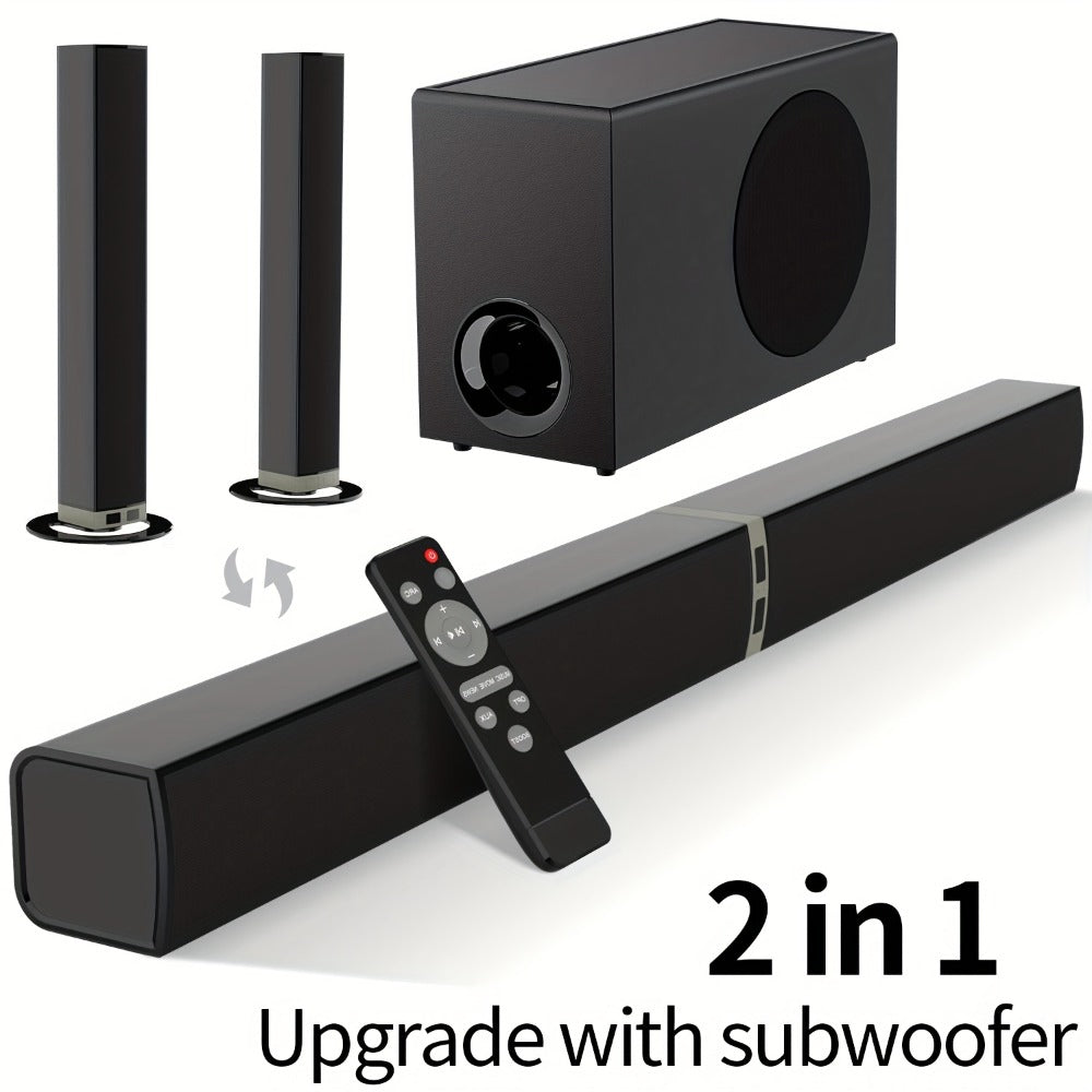 2-in-1 Separable TV Soundbar with Subwoofer – Surround Home Theater Sound Bar for Smart TV, ARC, Optical & AUX Connection, DSP Technology, Infrared Remote Control, Wireless Speaker System
