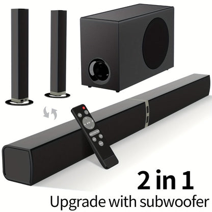 2-in-1 Separable TV Soundbar with Subwoofer – Surround Home Theater Sound Bar for Smart TV, ARC, Optical & AUX Connection, DSP Technology, Infrared Remote Control, Wireless Speaker System