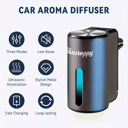 Car Air Freshener Aroma Diffuser with Essential Oils – USB Powered Smart Scent Diffuser for Car, 3/6/10/20 Bottles 0.34oz Essential Oils Included, Compact Cup Holder Design, Multi-Color