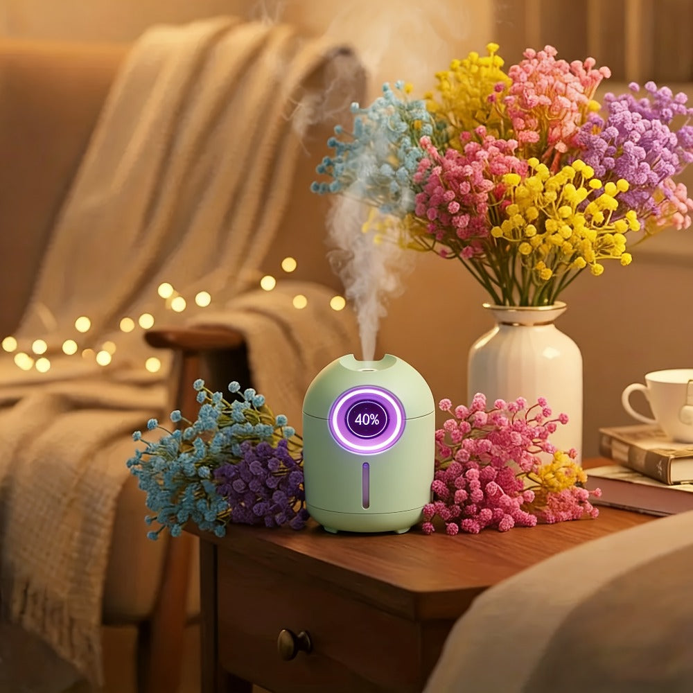 Humidifier 3-Piece Mini Set with Adjustable Mist, Soft LED Light and White-Green Color Combinations