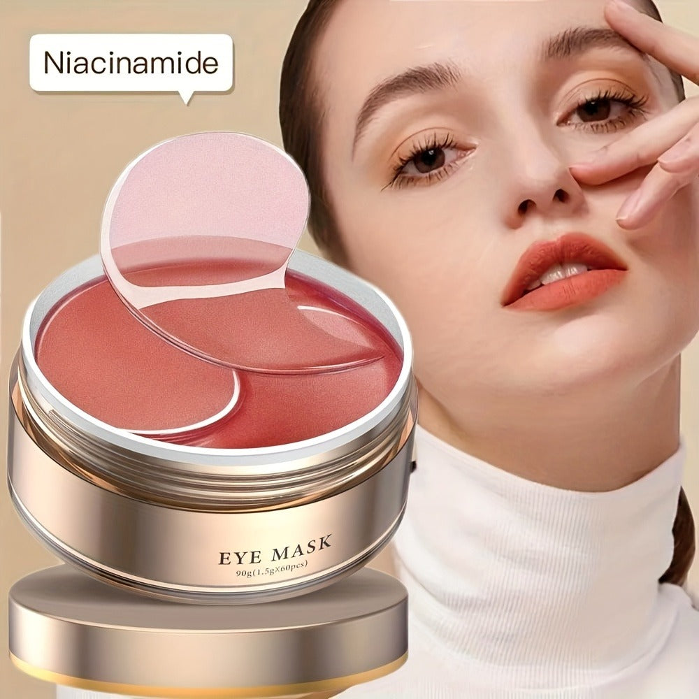 60-Piece Caffeine-Labeled Under-Eye Gel Pad Set with Hyaluronic Acid and Collagen-Labeled Formula