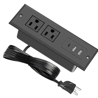Power Strip Recessed Desk Outlet with Flush-Mount Design, USB-A, USB-C and 1.5-Meter Extension Cord