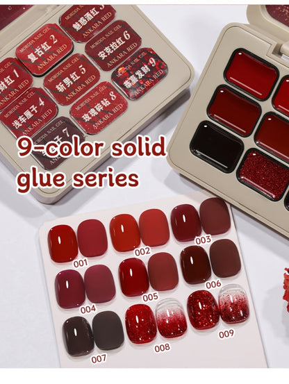 Gradient Gel Nail Polish Set 9pcs Ancola Red Collection – High Saturation Solid Gel, Shiny Gloss Finish, LED Curable Multifunctional Nail Gel | Spring Summer Ombre DIY Manicure Kit for Women