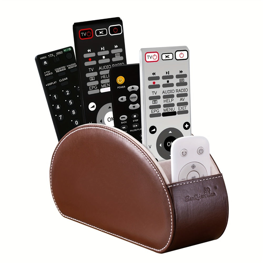 Five-Compartment PU Leather Remote Control and Desk Organizer Caddy with Nine Color and Print Options