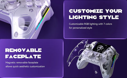 Hall Effect Wireless Gaming Controller V2 White – Interactive Screen, RGB Lighting, Remappable Buttons, 1800mAh Battery with Charging Dock, No Drift for PC Switch iOS Android Steam Deck – Not Compatible with PS or Xbox