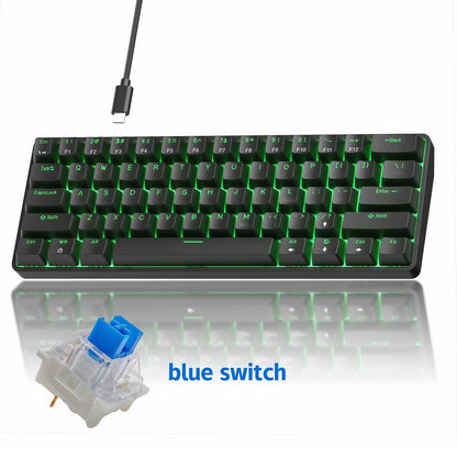 Hot-Swap 61-Key 60% RGB Mechanical Gaming Keyboard, Hot Swappable Red Blue Switch Compact Wired Keyboard with RGB Backlight, Portable Mini Keyboard for Windows PC Laptop Mac Gamers Typists